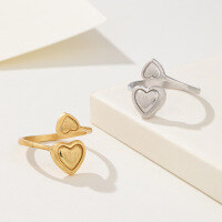 wholesale S925 Sterling Silver Wire Drawing Love Ring for Women, Minimalist Style, Small and Unique, Trendy, Adjustable Silver Ring-Gold