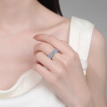 S925 Sterling Silver Full Moissanite Women's Ring, Luxurious and Chic Statement Stacking Band-0-2