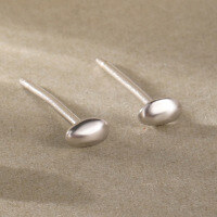 wholesale S925 Sterling Silver Gold-plated Irregular Bean Stud Earrings, Women's Ins Minimalist Style, Ready For Wholesale-E480E-Platinum Small Model 925 Silver