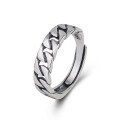 wholesale S925 Sterling Silver Geometric Hollow Twist Chain Ring Exquisite Fashion Versatile Ins Trendy Index Finger Ring-0-4