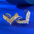 wholesale S925 Silver Adjustable Open V-Shaped Heart Full Diamond Elegant Lady Index Finger Ring for Wholesale-0-3