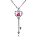 wholesale 925 Sterling Silver Zircon Birthstone Pendant Heart Key to Love Necklace European and American Cross-Border Fashion Necklace-0-11