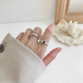 wholesale S925 Sterling Silver Korean-style Minimalist Matte Geometric Square Zircon Women's Adjustable Ring-0-2
