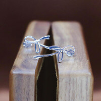 wholesale S925 sterling silver bow hollow-out earrings for women, sweet and unique design, luxurious earrings, gift for her-BE0279-Platinum>925 Silver