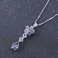 wholesale Fashionable and luxurious S925 sterling silver natural topaz inlaid pendant, a unique and elegant natural gemstone necklace-0-3