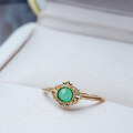 wholesale S925 Silver Plated 14K Gold Green Agate Ring, Chinese Retro Style, Direct from Dunli Jewelry Manufacturer for Wholesale-0-3