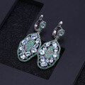 wholesale S925 Silver Designer European-style Gemstone Earrings, Retro Luxury Set with Natural Topaz, Russian-0-1