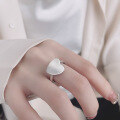 wholesale S925 metal retro fashion minimalist glossy creative heart-shaped design open ring-0-3