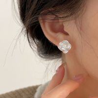 wholesale S925 Sterling Silver Camellia Stud Earrings for Women, Luxury Fashion Heavy Work Earrings, Japanese and Korean Summer New Collection-Sterling silver