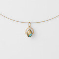 wholesale S925 Silver French Retro Style Reversible Double-Sided Pendant with Turquoise and Golden Hair Crystal Teardrop Shape-0-2