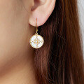 wholesale 925 Silver Gilded Elegant Snowflake Star Cross Coin Yellow Pearl Earrings for Mother-0-3