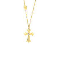 wholesale Sterling Silver Punk Retro Cross Necklace with Zirconia for Women, Elegant Layering Chain-A2875-Gold 925 Silver