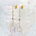 wholesale S925 silver Japanese-style minimalist and delicate midi amethyst pearl earrings, Spring new collection-0-3