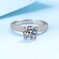 wholesale PT950-plated S925 sterling silver 2-carat moissanite ring for women, high-end wedding ring, available for wholesale from large manufacturers-0-1