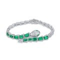 wholesale S925 Silver Cross-Border New Style Personalized Cultured Serpentine Cultured Gem Set Fashionable Snake-Shaped Bracelet for Women-0-5