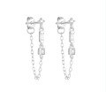 wholesale S925 Sterling Silver Geometric Star And Moon Earrings With Pearl, Zircon, And Fringe Chain-0-13