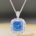 wholesale S925 Sterling Silver Aquamarine Full Diamond Square Pouch Collarbone Necklace for Women,-0-3