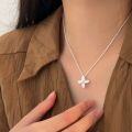 wholesale S925 Sterling Silver Four-Leaf Clover Pearl Necklace for Women, Korean New Edition Fashion Minimalist Lucky Clover Collarbone Chain-0-2
