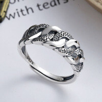 wholesale S925 Sterling Silver Punk Street Style Trendy Open Circle Ring with Unique Design-YFJ331/approx. 3g>Adjustable opening