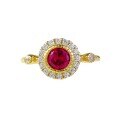 wholesale Metal S925 Gold Plated 50mm Round Pigeon Blood Red Sapphire Ring for Women, Daily Wear-0-4