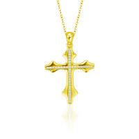 Sterling Silver Full Pavé Moissanite Cross Pendant Necklace for Women-Cross necklace (gold)  Moissanite 1.1mm*38 beads (925 silver)