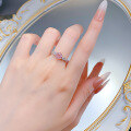 wholesale S925 Sterling Silver One-Carat Padparadscha Pink High-End Rose Cut Ring for Women, Exquisite Bridal Ring-0-3