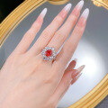 wholesale Metal S925, Zhuo Zhifan Jewelry Live Stream Edition, Luxury Vintage Halo Ring 8*10 Fat Square Red Trendy Street Style Women's-0-3