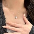 wholesale S925 Sterling Silver Light Luxury Four-Leaf Flower Diamond-Inlaid Pendant Necklace for Women, with Detachable Design and Exquisite Fashion Collarbone Chain-0-2