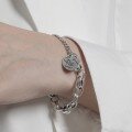 wholesale S925 Sterling Silver SLB0013 Korean Version Ins Small Design Retro Vintage Textured Portrait Round Plate OT Buckle Bracelet for Women-0-1