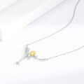 wholesale S925 Sterling Silver Red Elk Oval Necklace with Sun, Moon, Stars and Yellow Diamonds, Featuring Elegant Lines and French Luxury Style for Women-0-2
