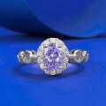 wholesale S925 Silver New Style 5*7mm High Carbon Lavender Purple Diamond Ring for Daily Fashion and Light Luxury-0-5