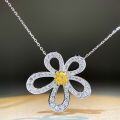 wholesale 925 Sterling Silver Sunflower Flower Petal Pendant Radiant Cut Ice Flower Necklace Collarbone Chain-0-0
