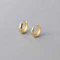 wholesale S925 Sterling Silver Round Ear Clasp Women's Polished Geometric Hoop Earrings, Minimalist High-End Wide Band Ear Climbers, G8749-0-1