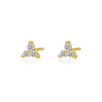 wholesale S925 Sterling Silver Cross-border Star Earrings With Zirconia And Geometric Floral Design-E2543-Gold 925 Silver