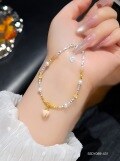 wholesale Gold-plated S925 Sterling Silver Small Fragmented Beads Bracelet, Minimalist Design, Elegant Bangle, Valentine's Day Gift for 520-0-5