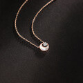wholesale S925 Sterling Silver White Mother-of-Pearl Zircon Star and Moon Pendant Necklace, Fashionable Commute Minimalist Design High-End Feeling Collarbone Chain-0-2