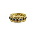wholesale S925 Silver Gold-Plated Wide Blue Spinel Ring, New European and American Cross-Border Ins Style Stackable Ring-0-4