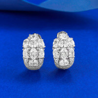 wholesale S925 silver three-row oval zircon stud earrings with European and American retro and personalized design-E638 Oval White Diamond &gt; 925 Silver