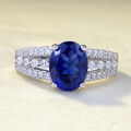 wholesale S925 Sterling Silver Zhuo Zhifan New 7*9mm Simulated Diamond Blue Steel Ring, Fashionable and Versatile-0-0