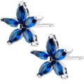 wholesale S925 Sterling Silver Floral Earrings Korean Style Sweet Blue Diamond Asymmetric Five-Petal Flower Ear Accessories E8018-0-4
