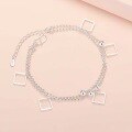 wholesale S925 silver square bead bracelet for women students, personalized fashion geometric double-layer accessory, popular live streaming hand jewelry-0-0