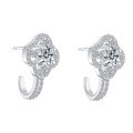925 Sterling Silver Four-Leaf Clover Earrings with D Color Moissanite, Hip-Hop Style-0-3