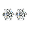 wholesale S925 Sterling Silver Moissanite Six-Prong Stud Earrings, Popular Korean Style Minimalist Moissanite Women's Jewelry, Amazon Best-Seller, Recommended for Independent Websites-0-6
