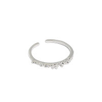wholesale S925 Sterling Silver 537 Korean Version Minimalist Ins Niche Design Simple High-end Open Adjustable Thin Ring for Women-Platinum [No. 15/Adjustable] Opening adjustable