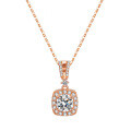 Sterling Silver 1-Carat Moissanite Women's Luxury Square Pendant Necklace-0-4
