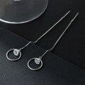 wholesale S925 Sterling Silver Fashionable and Elegant Round Diamond-Inlaid Sweet Long Drop Earrings for Women E2650-0-3