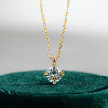 14K Gold Plated 925 Sterling Silver Moissanite Four-Prong Pendant Necklace-0-4