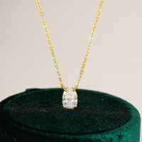 925 Sterling Silver 1ct Pear-Shaped Pendant Choker Necklace for Women-Set with 1.5CT high-carbon diamonds  925 silver