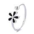 wholesale S925 Sterling Silver Floral Enamel Adjustable Ring, Little Red Book Viral Niche Luxury Index Finger Ring-0-6