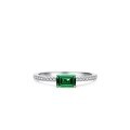 wholesale S925 Sterling Silver Muzo Green Emerald Ring with Inclusions, Pagoda Square Setting and High Carbon Zirconia-0-28